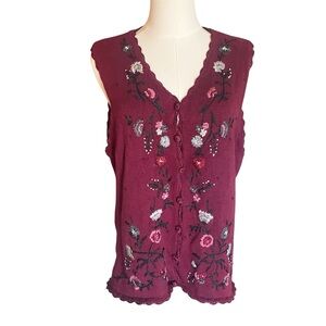 Vintage Embroidered Beaded Sweater Vest